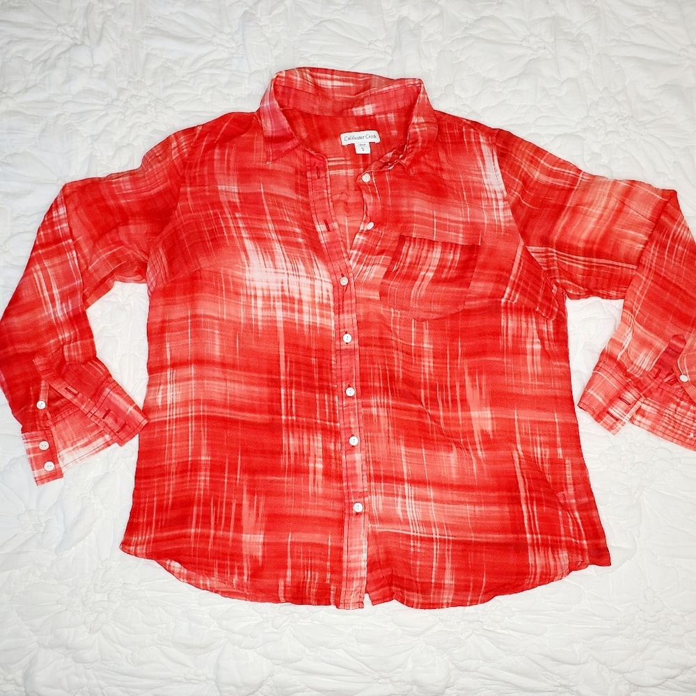 Coldwater Creek Red Pattern Blouse